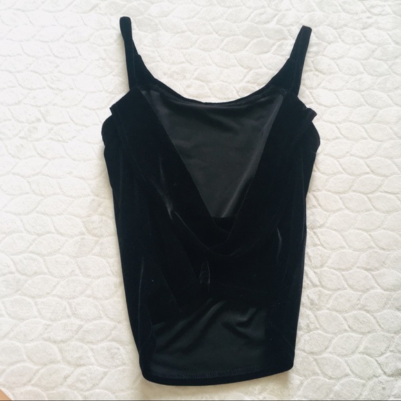 Vintage Tops - True Vintage Sexy Low Back Velvet Black Top